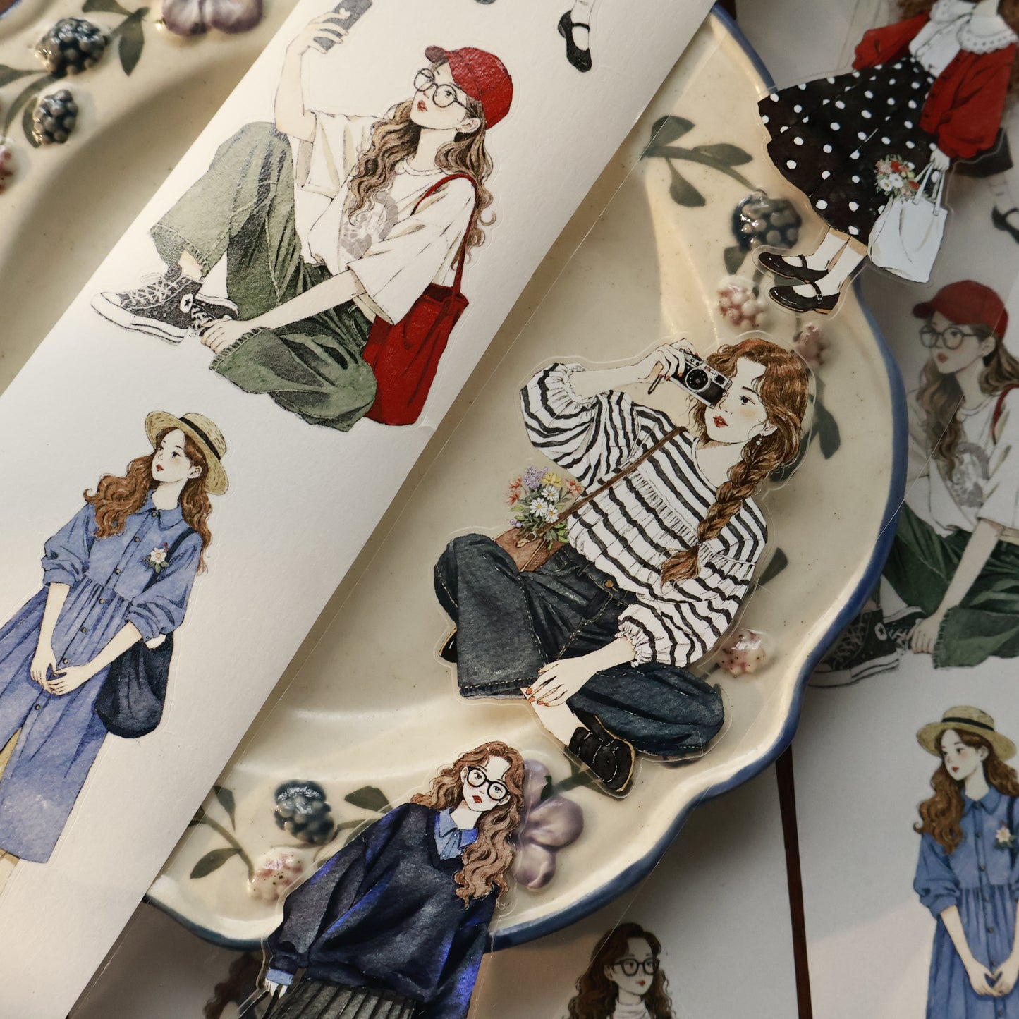 Forest girl character Retro PET and Washi Paper Tape