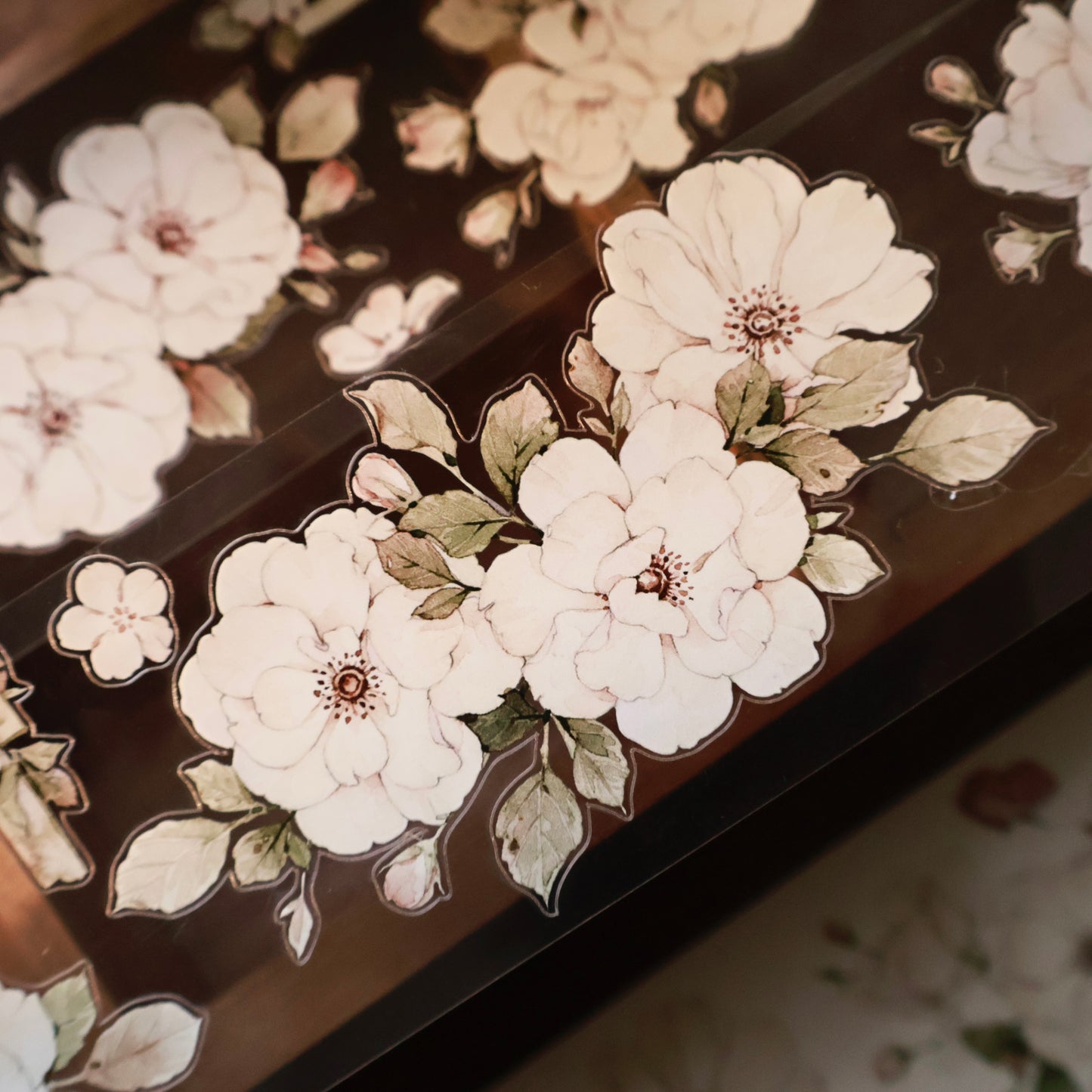 Moonlight Rose vintage flower PET and Washi tape