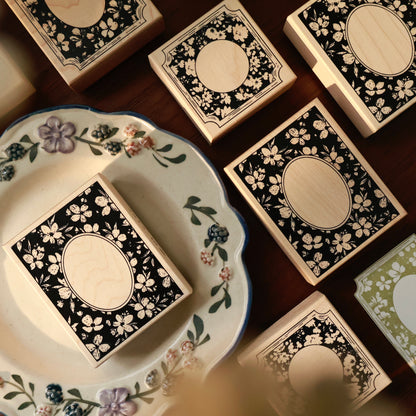 Maple upgraded Flower frame Stamp base Retro Wooden Notebook Rubber Stamp