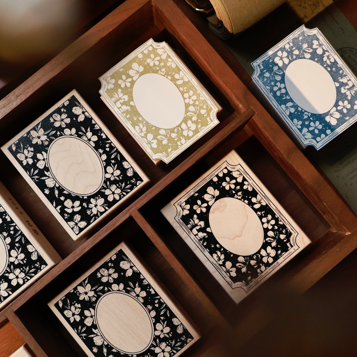 Maple upgraded Flower frame Stamp base Retro Wooden Notebook Rubber Stamp