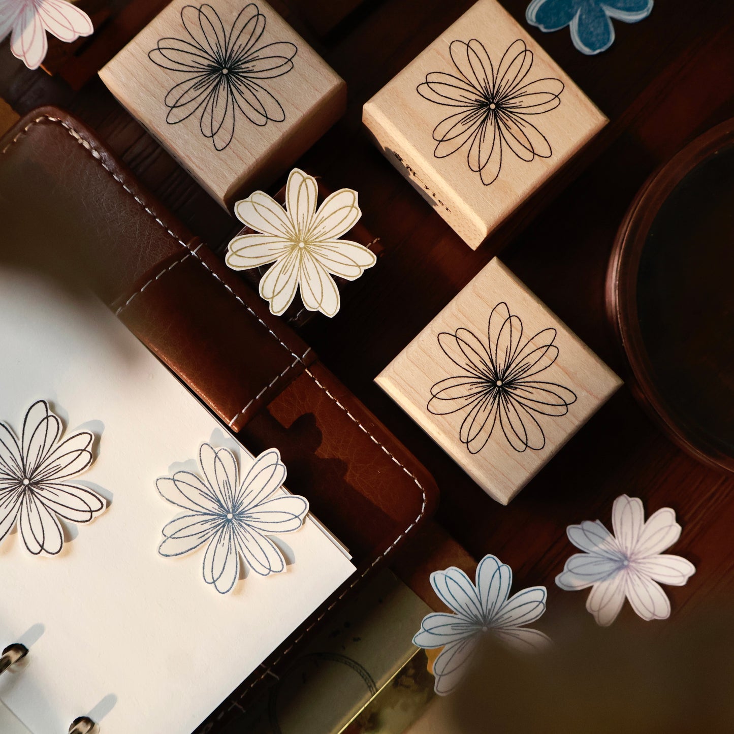 Maple upgraded Floret Stamp base Retro Wooden Notebook Rubber Stamp
