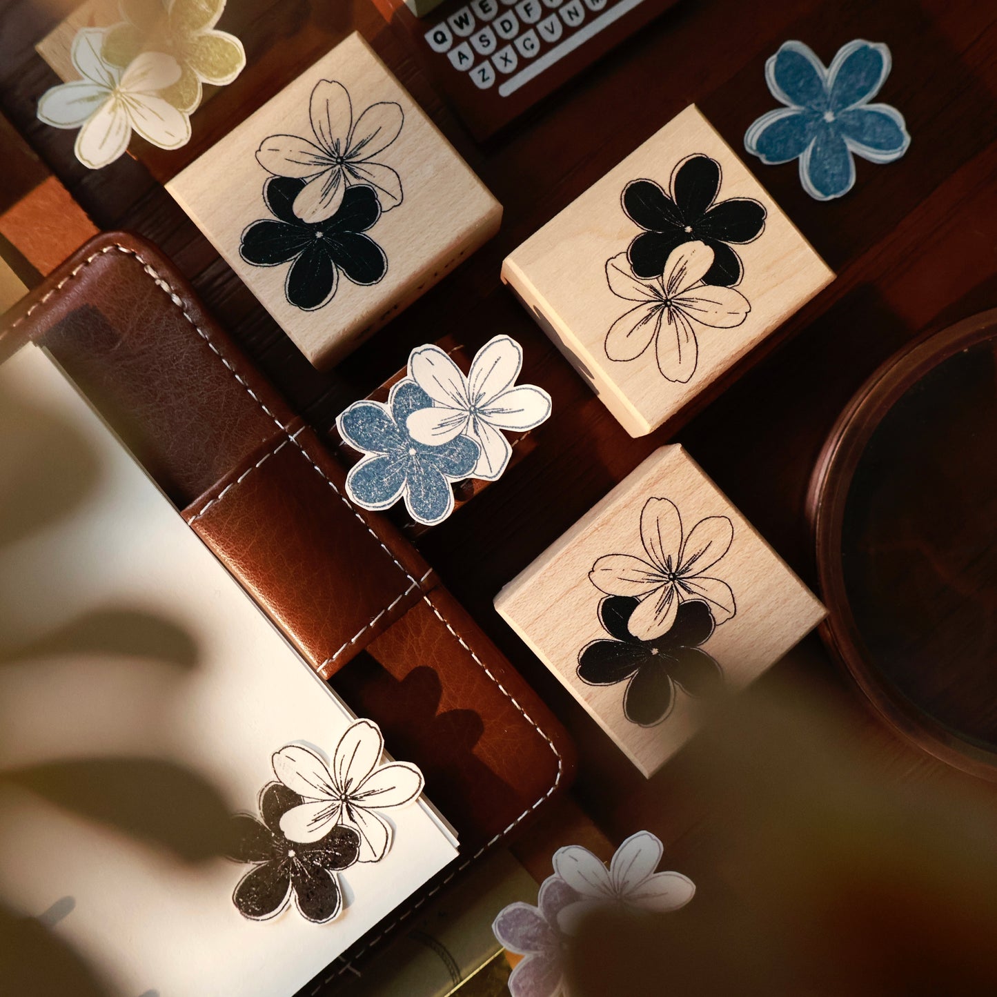 Maple upgraded Floret Stamp base Retro Wooden Notebook Rubber Stamp
