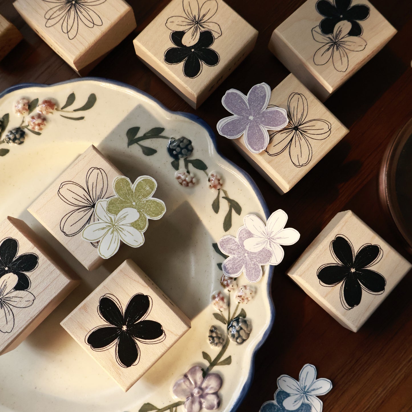 Maple upgraded Floret Stamp base Retro Wooden Notebook Rubber Stamp
