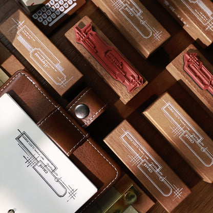 Maple upgraded Basic lines Stamp base Retro Wooden Notebook Rubber Stamp