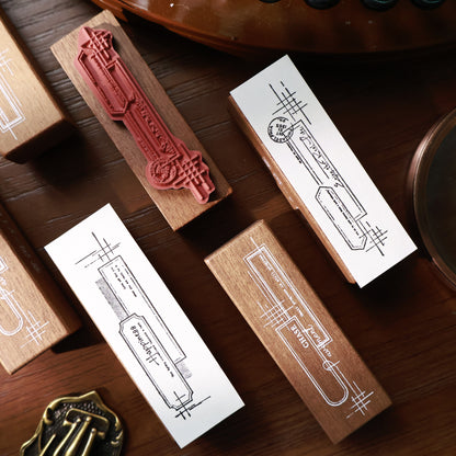 Maple upgraded Basic lines Stamp base Retro Wooden Notebook Rubber Stamp