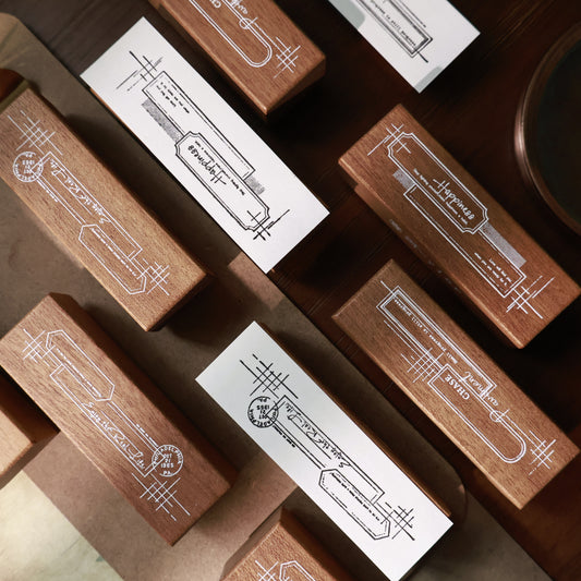 Maple upgraded Basic lines Stamp base Retro Wooden Notebook Rubber Stamp