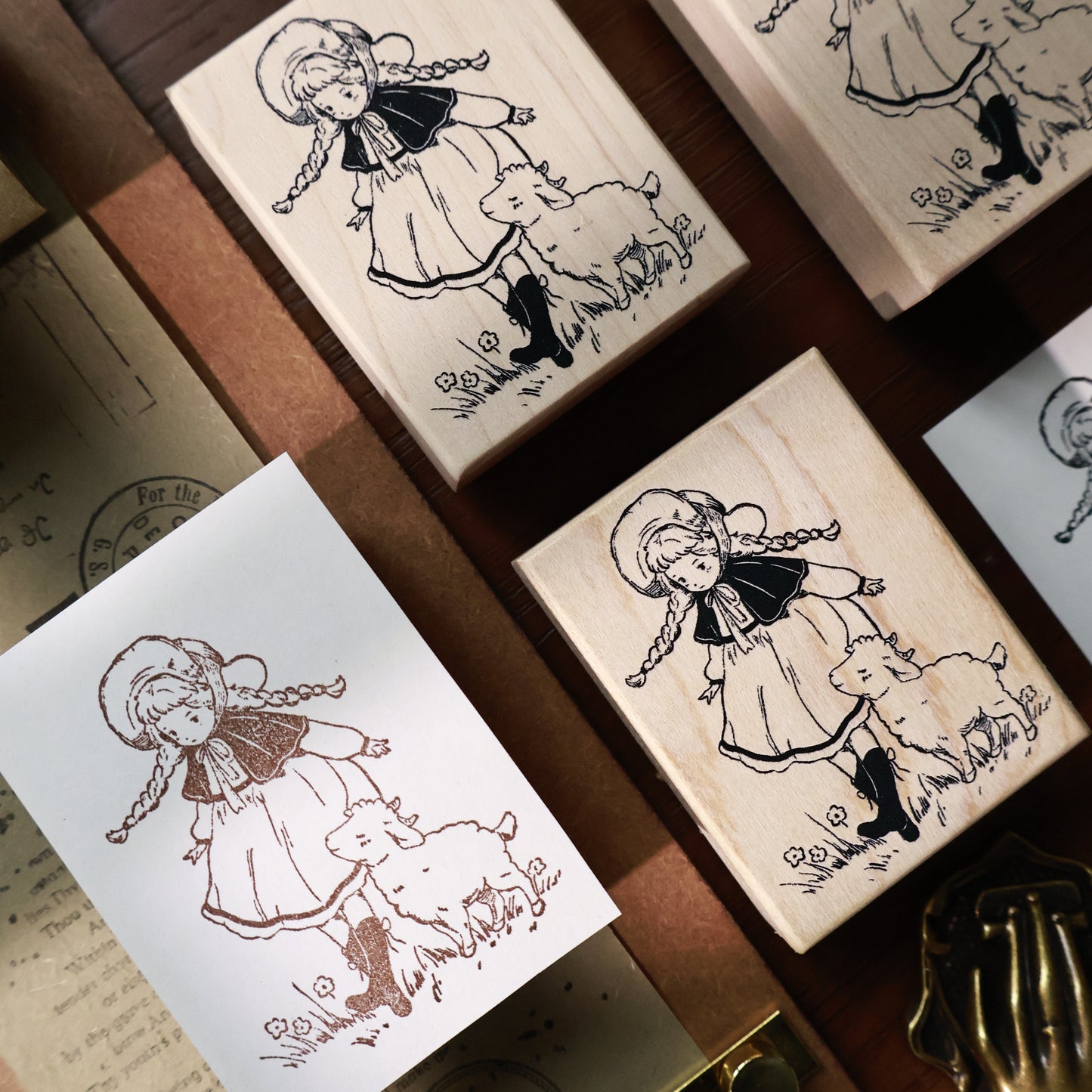 Maple upgraded Cute characters Stamp base Retro Wooden Notebook Rubber Stamp