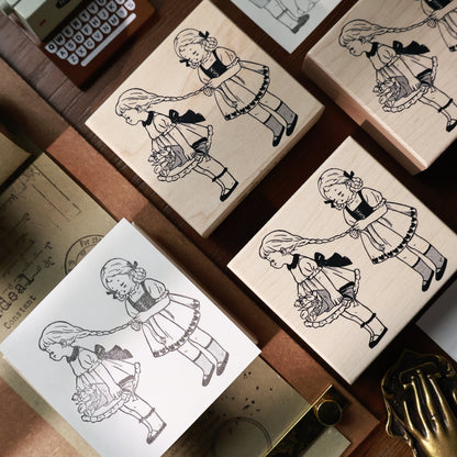 Maple upgraded Cute characters Stamp base Retro Wooden Notebook Rubber Stamp