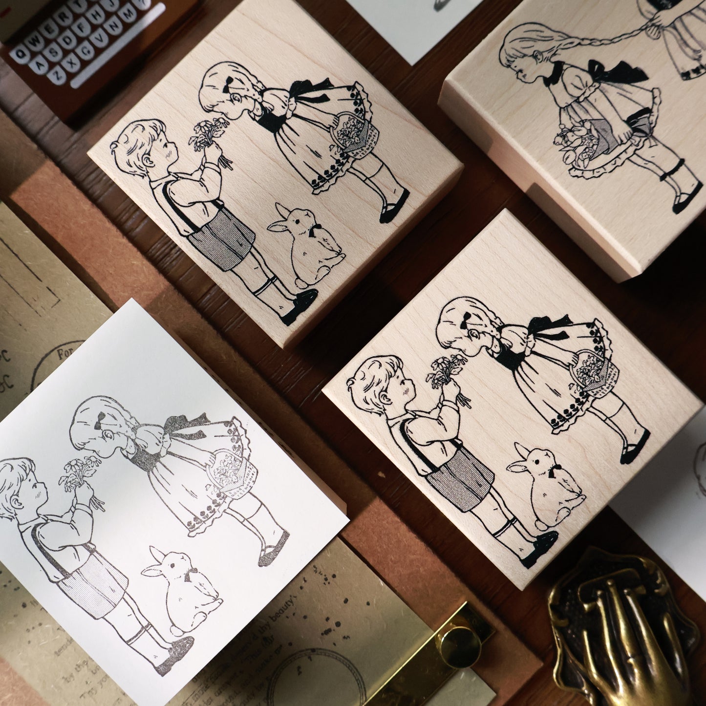 Maple upgraded Cute characters Stamp base Retro Wooden Notebook Rubber Stamp