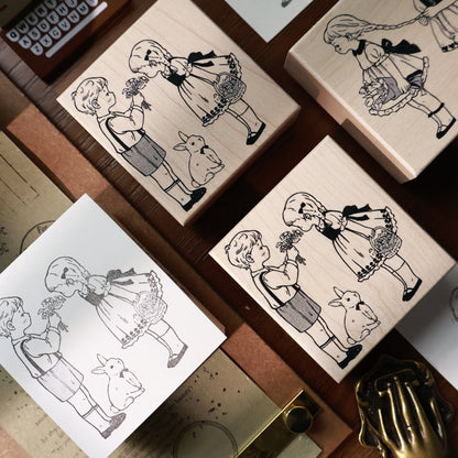 Maple upgraded Cute characters Stamp base Retro Wooden Notebook Rubber Stamp