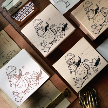Maple upgraded Cute characters Stamp base Retro Wooden Notebook Rubber Stamp