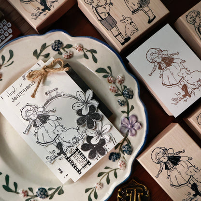 Maple upgraded Cute characters Stamp base Retro Wooden Notebook Rubber Stamp