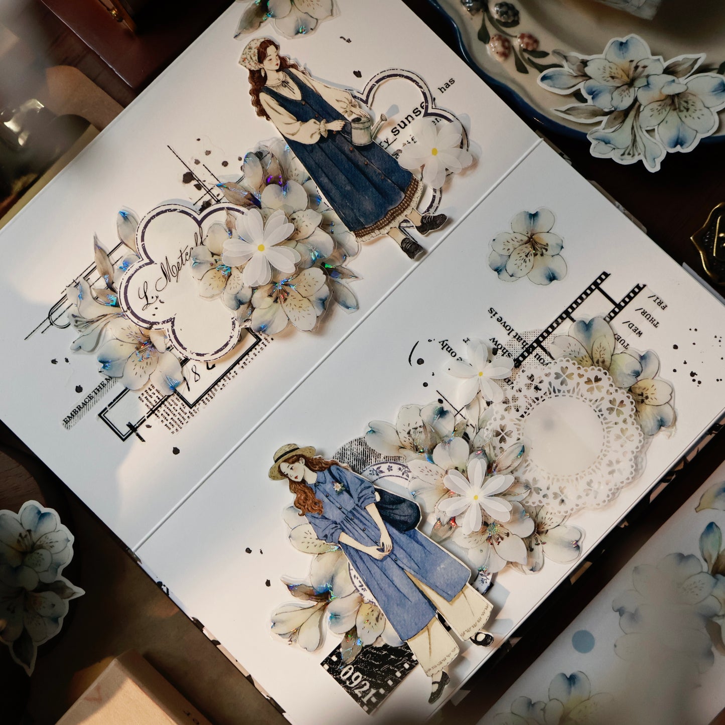 Lanyu No. 6 vintage flower PET and Washi tape