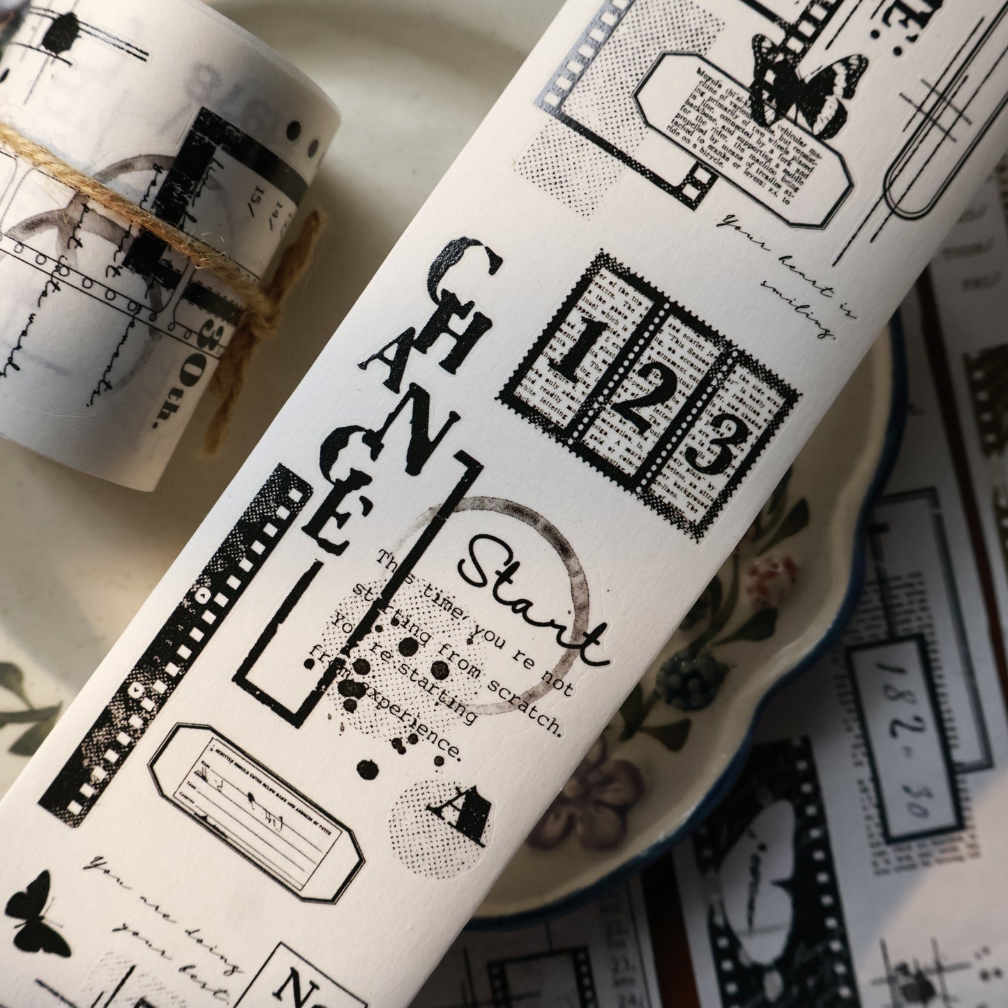 Old day collection Light retro base tape handbook material PET washi tape