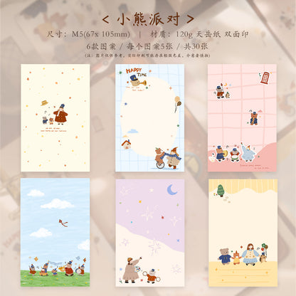 Little Bear Party theme light retro M5 series double-sided printing for dual-use sticky notes