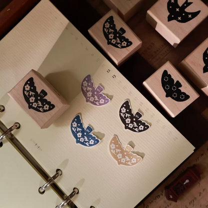 Maple upgraded  Flying birds Stamp base Retro Wooden Notebook Rubber Stamp