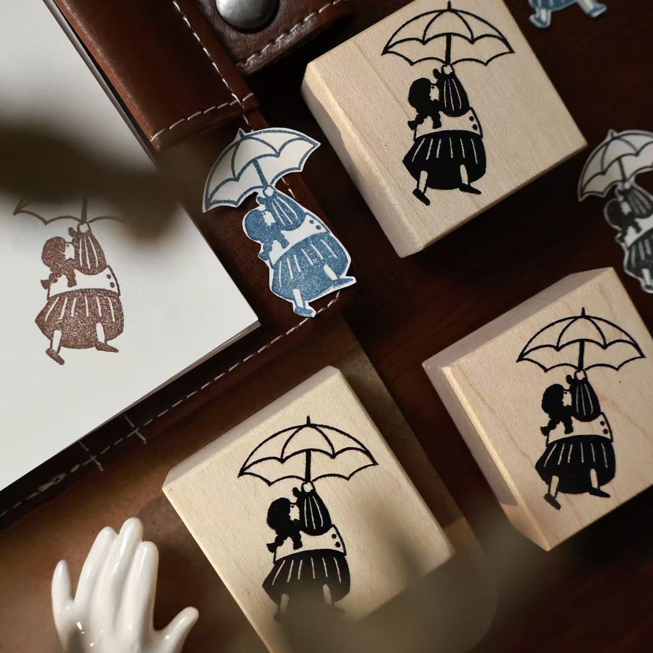 Maple upgraded  Little Girls Stamp base Retro Wooden Notebook Rubber Stamp