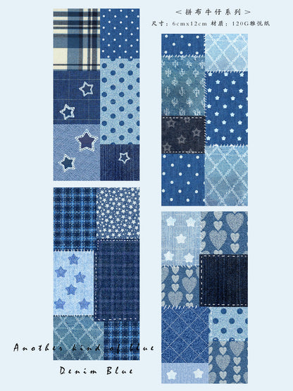 Patchwork denim theme light retro handbook sticky notes no glue