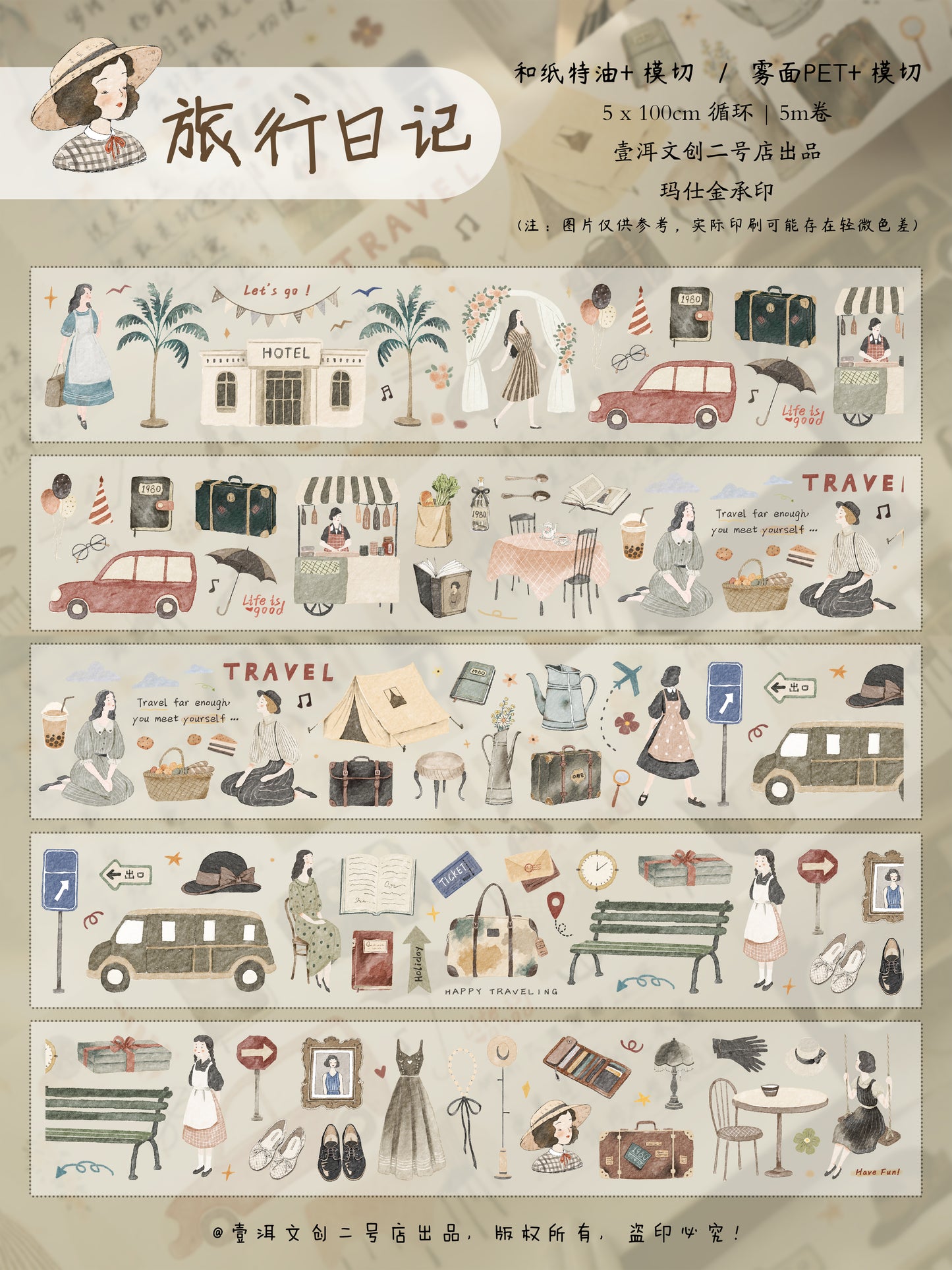 Travel diary Collection Masking Tape | Cute  PET / Washi Tape